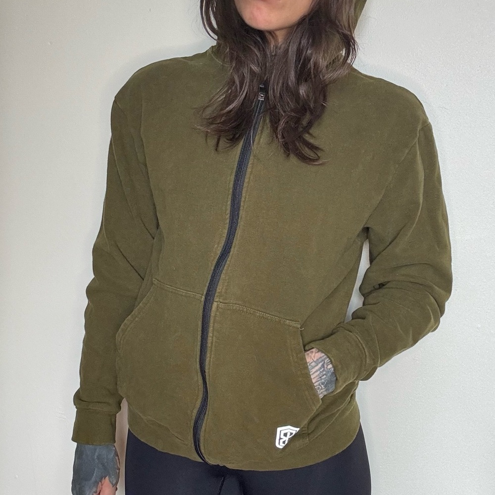Born Primitive Army green full zip up hoodie size small